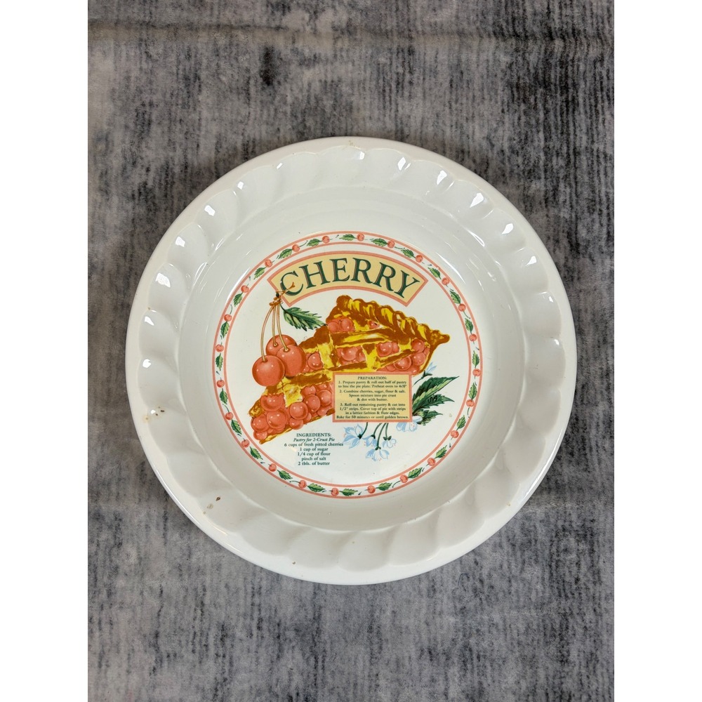 Vintage Himark Golden Pie Collection Cherry Pie Recipe Ceramic Baker Dish 10in